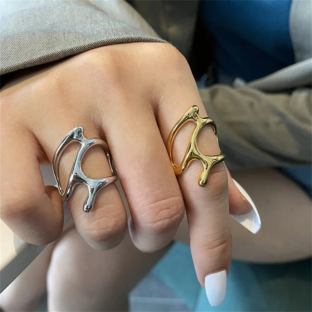 Irregular Melt Metal Open Rings