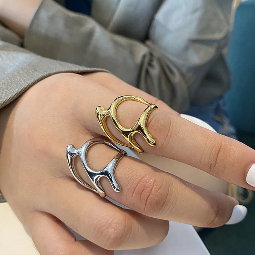 Irregular Melt Metal Open Rings