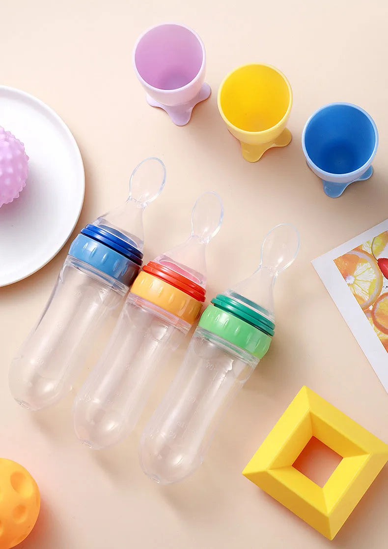 Silicone Baby Bottle With Spoon