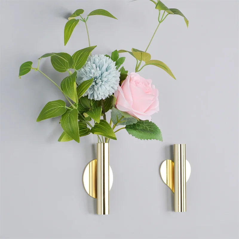 Wall Mount Flower Vase Tube Wall Hanging Metal Plants