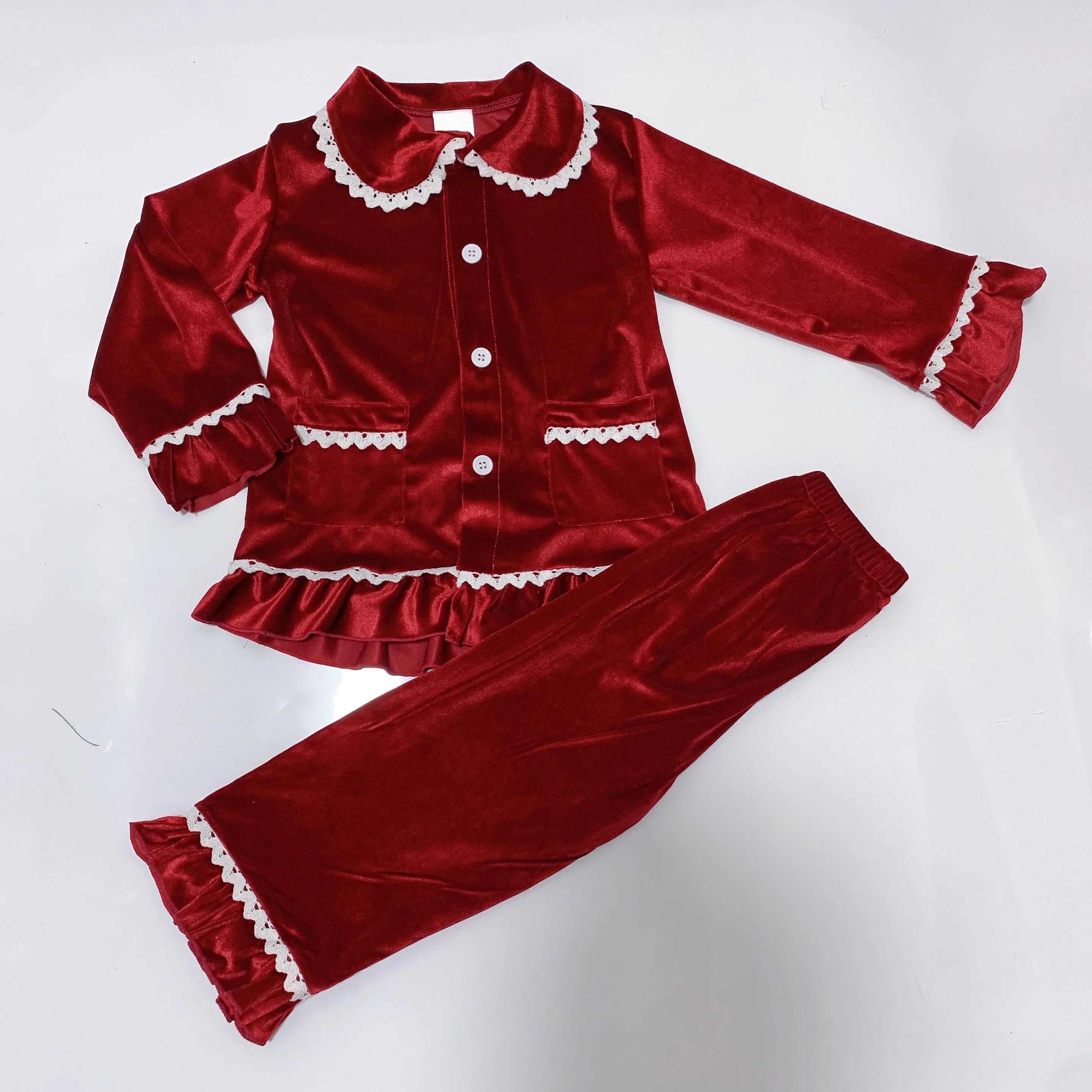 loungewear red velvet pyjamas