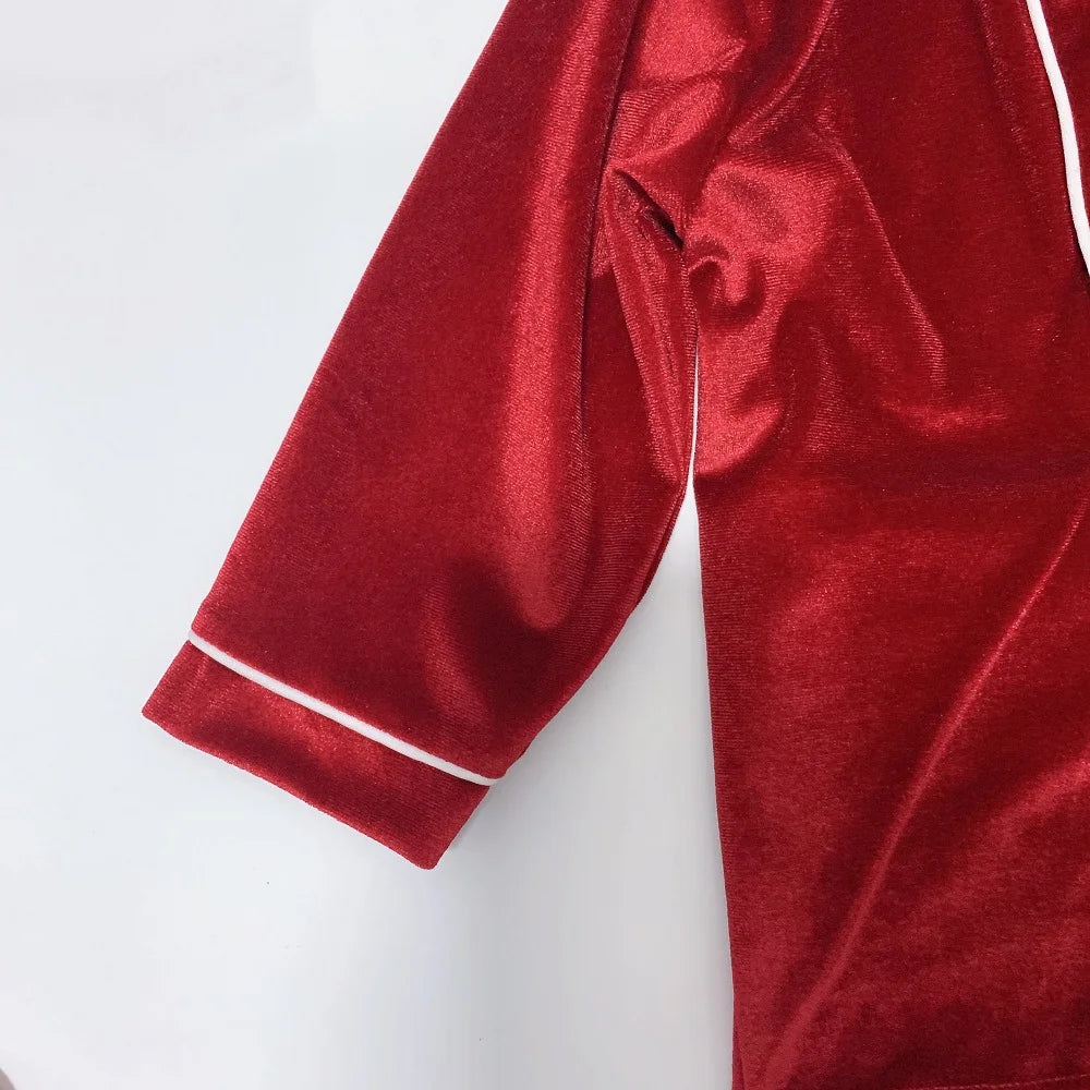 loungewear red velvet pyjamas