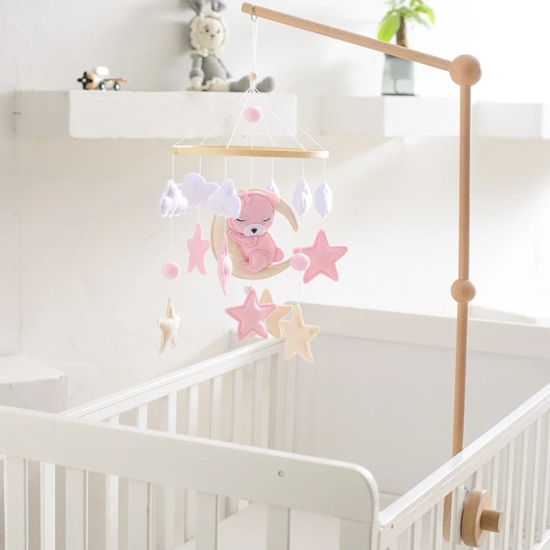 Wooden Crib Baby Bed Bell Rattle