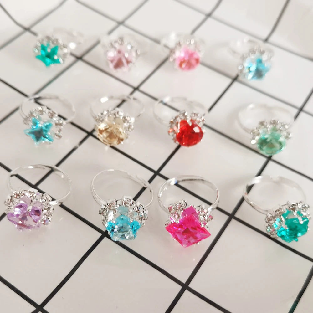 Adjustable Kids Crystal Rings