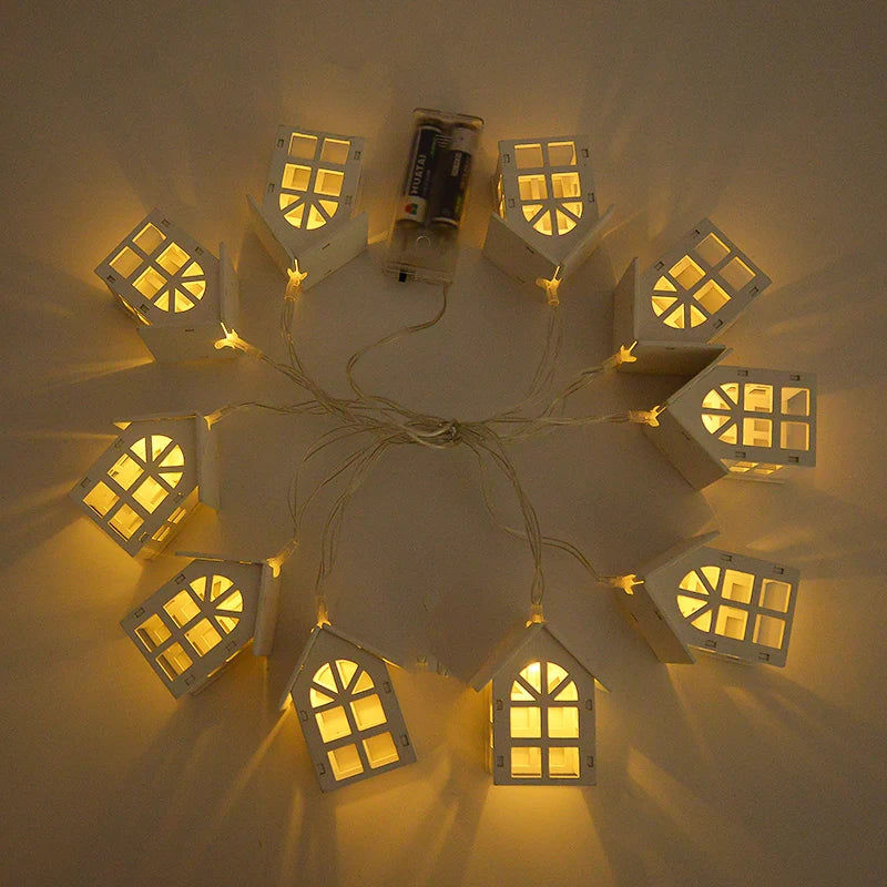 Wooden House LED Fairy Light String