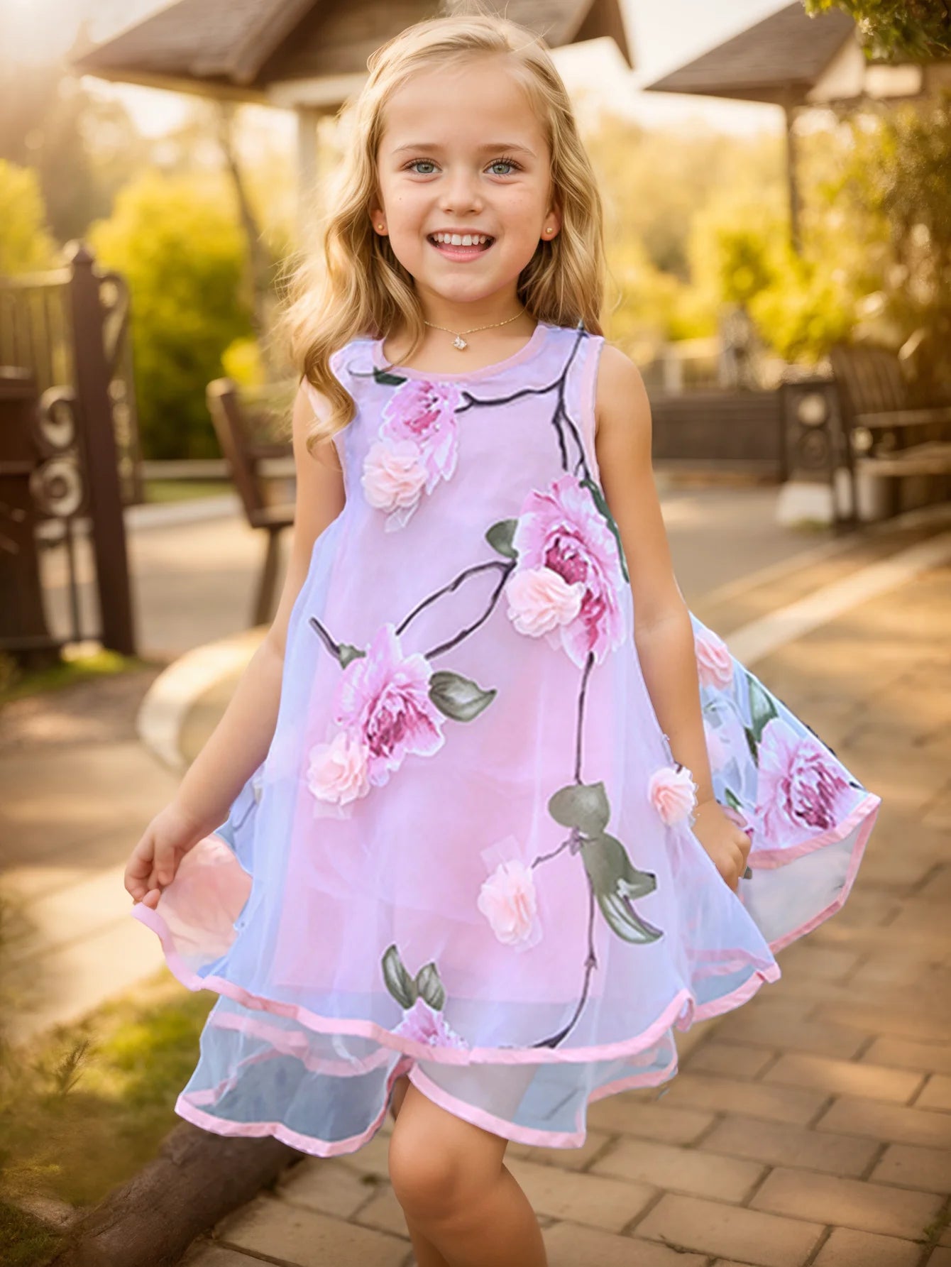 Summer Girls Flower Print Dress