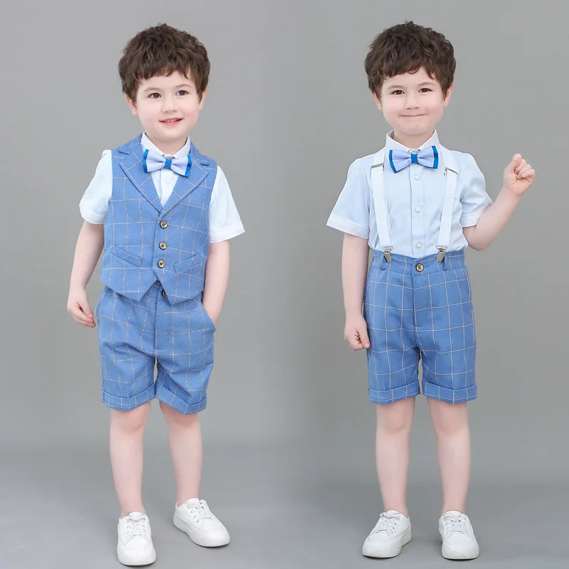 Boys Summer Dress Vest Suit Set