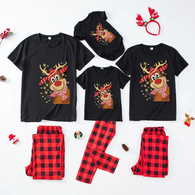 Santa Tree Cartoon Print Pajamas