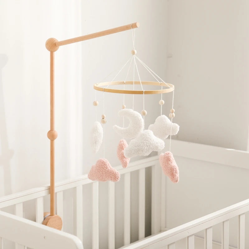 Wooden Crib Baby Bed Bell Rattle