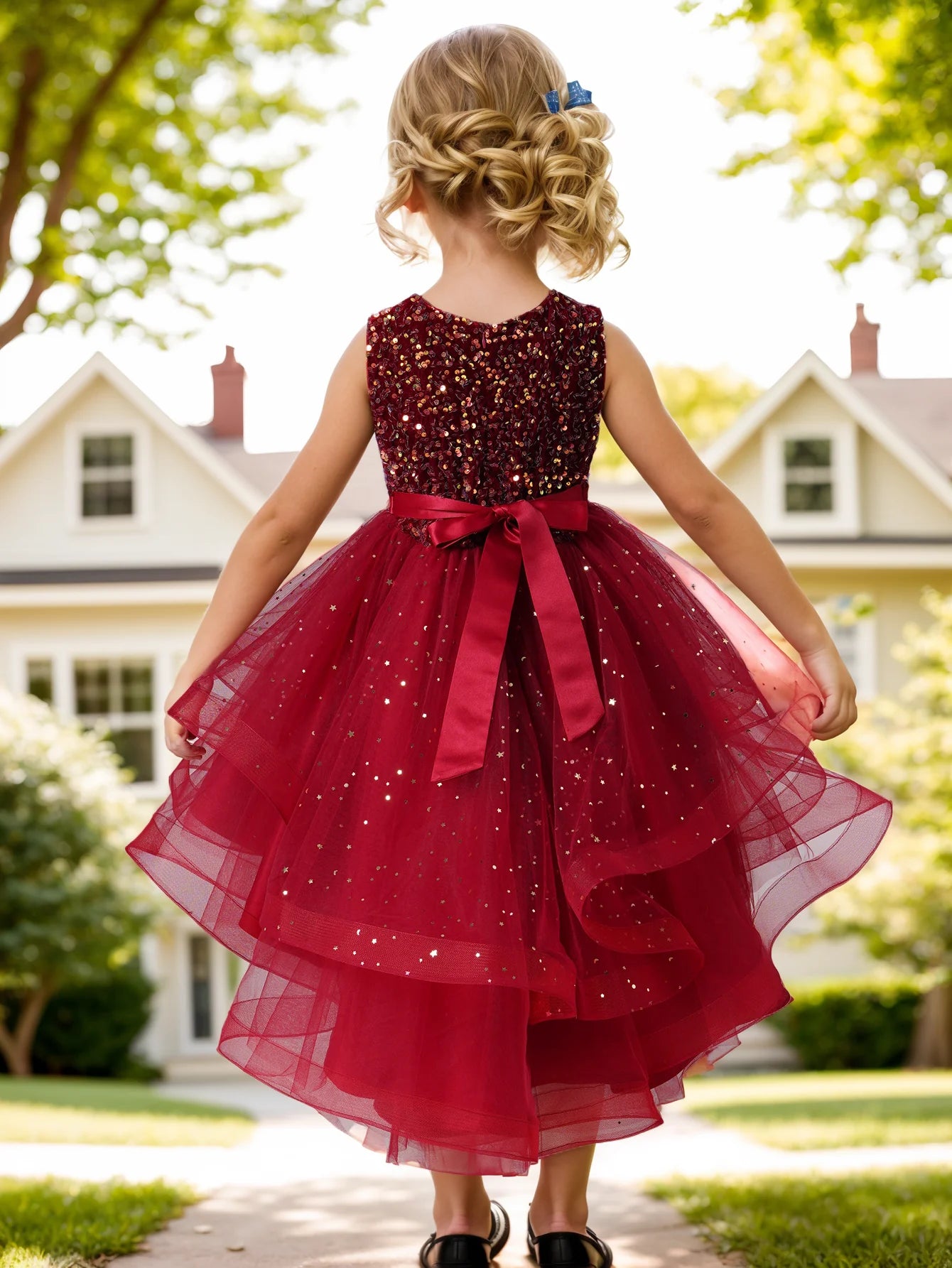 Girls Princess Sequins Teenager Dress