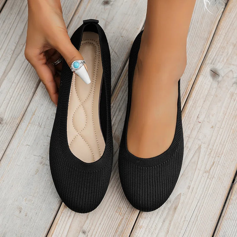 Comfortable Knit Ballet Flat Shoes