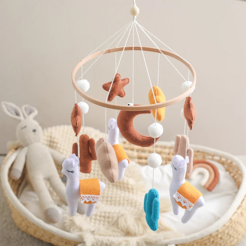 Wooden Crib Baby Bed Bell Rattle