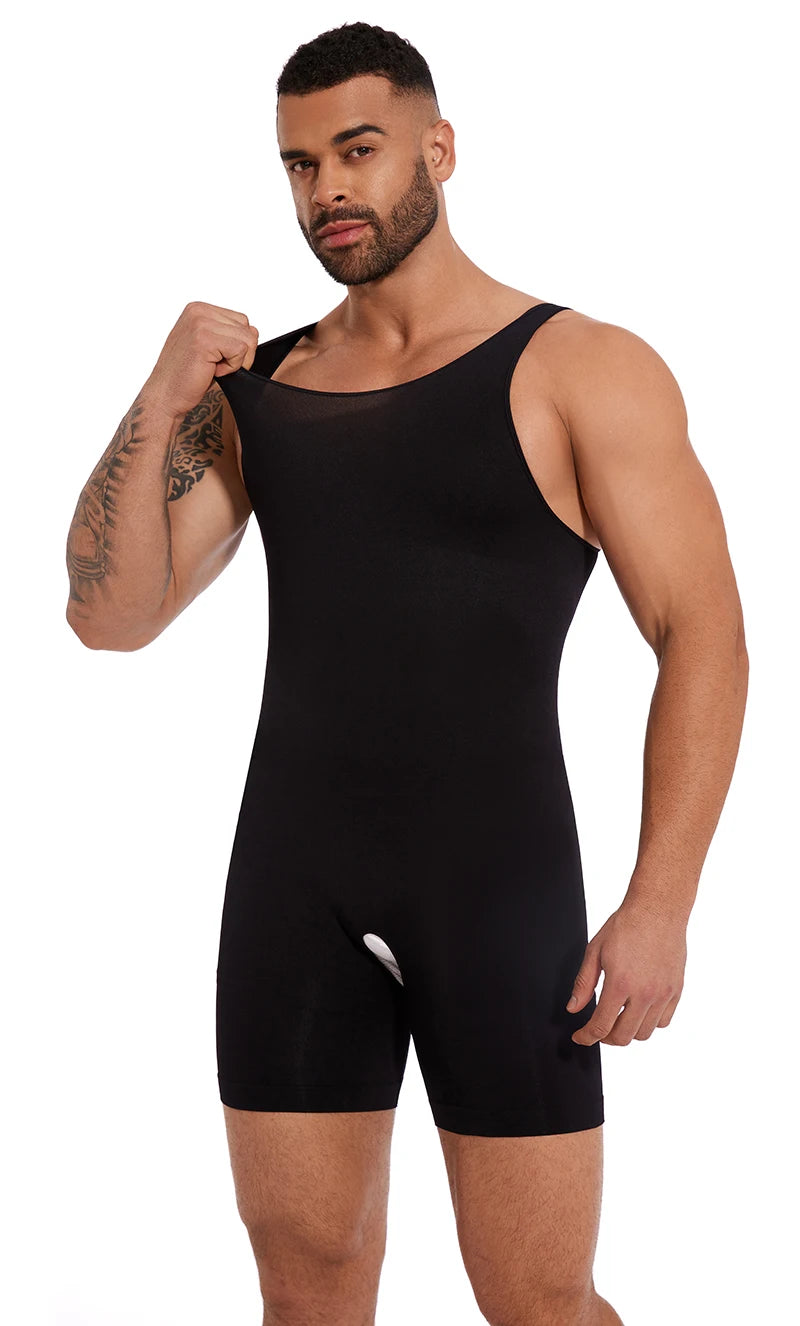 Men's Sleeveless Full Bodysuit