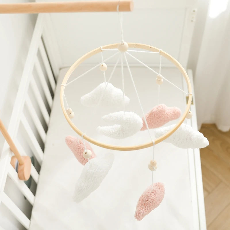 Wooden Crib Baby Bed Bell Rattle