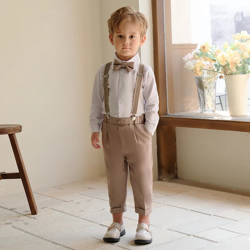 Children's Khaki Striped Suit Set