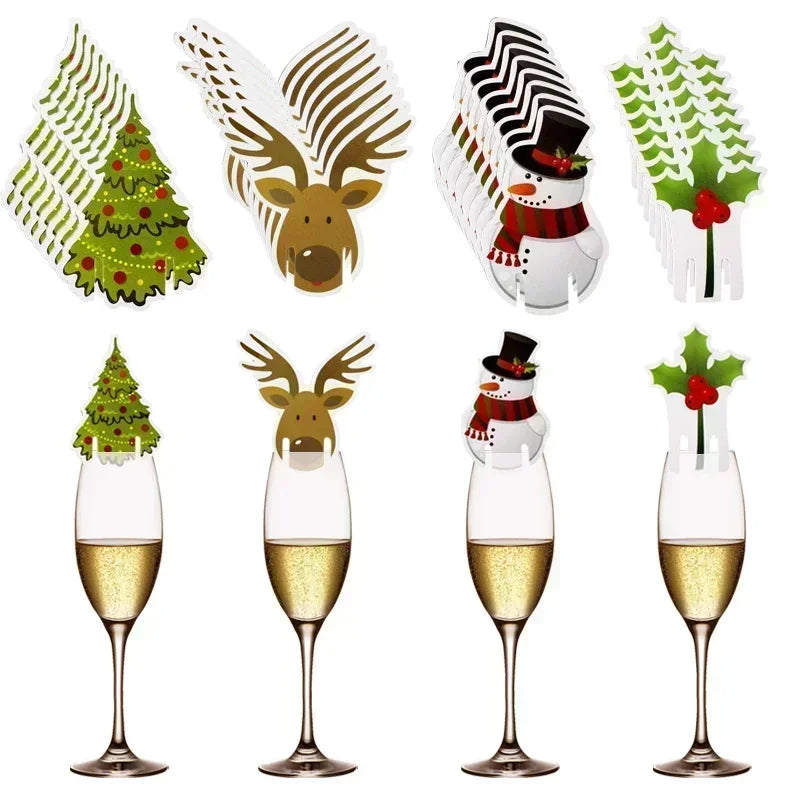 Santa Hat Card Wine Glass