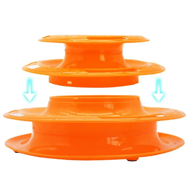 Interactive Tower Cat Toy Turntable Roller Balls