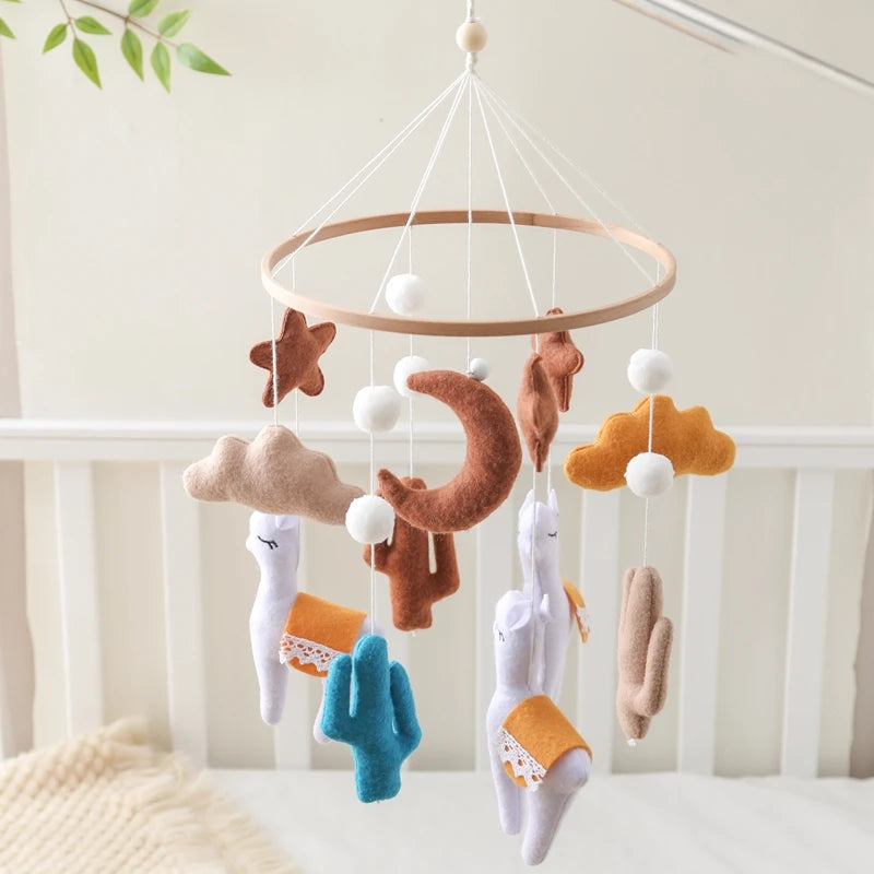 Wooden Crib Baby Bed Bell Rattle