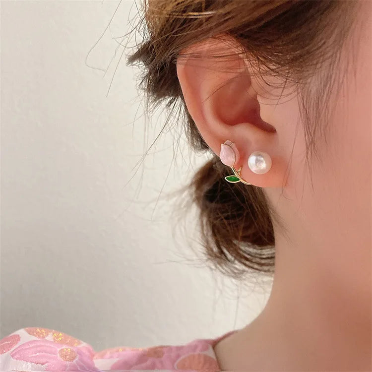 Tulip Flower Stud Earrings