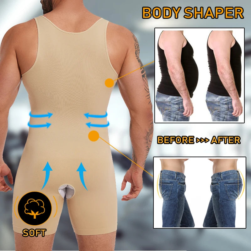 Men's Sleeveless Full Bodysuit