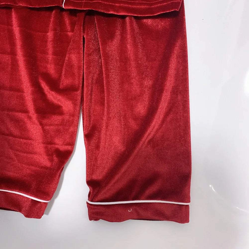 loungewear red velvet pyjamas