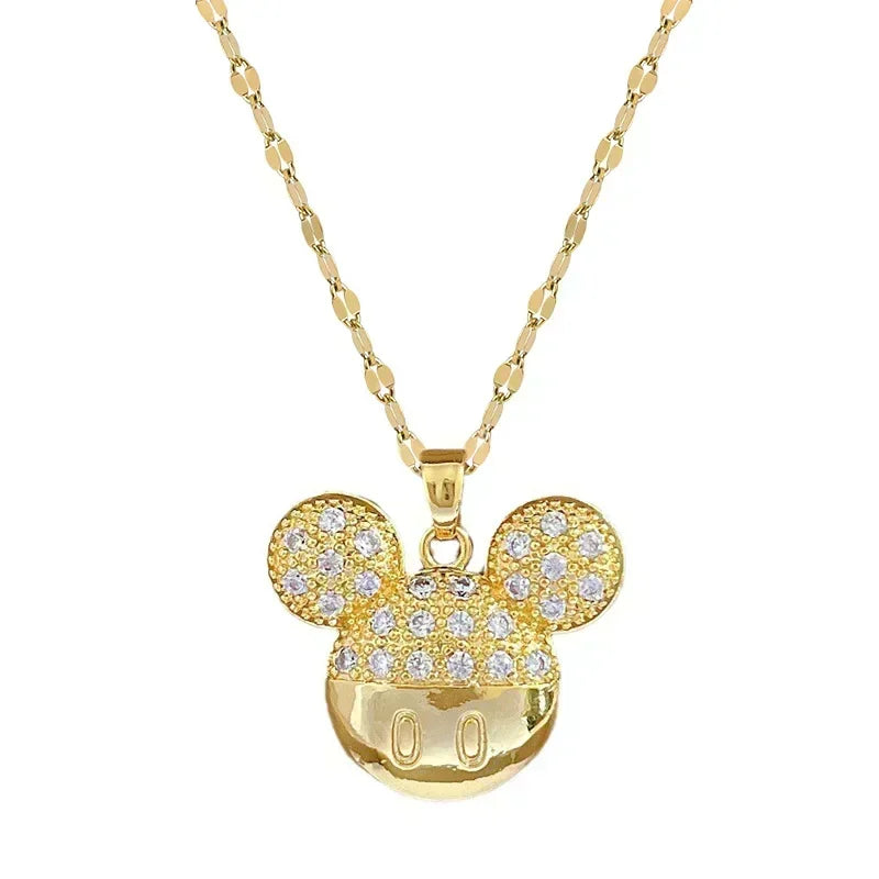 Cartoon Disney Mickey Minnie Mouse Studded Necklace