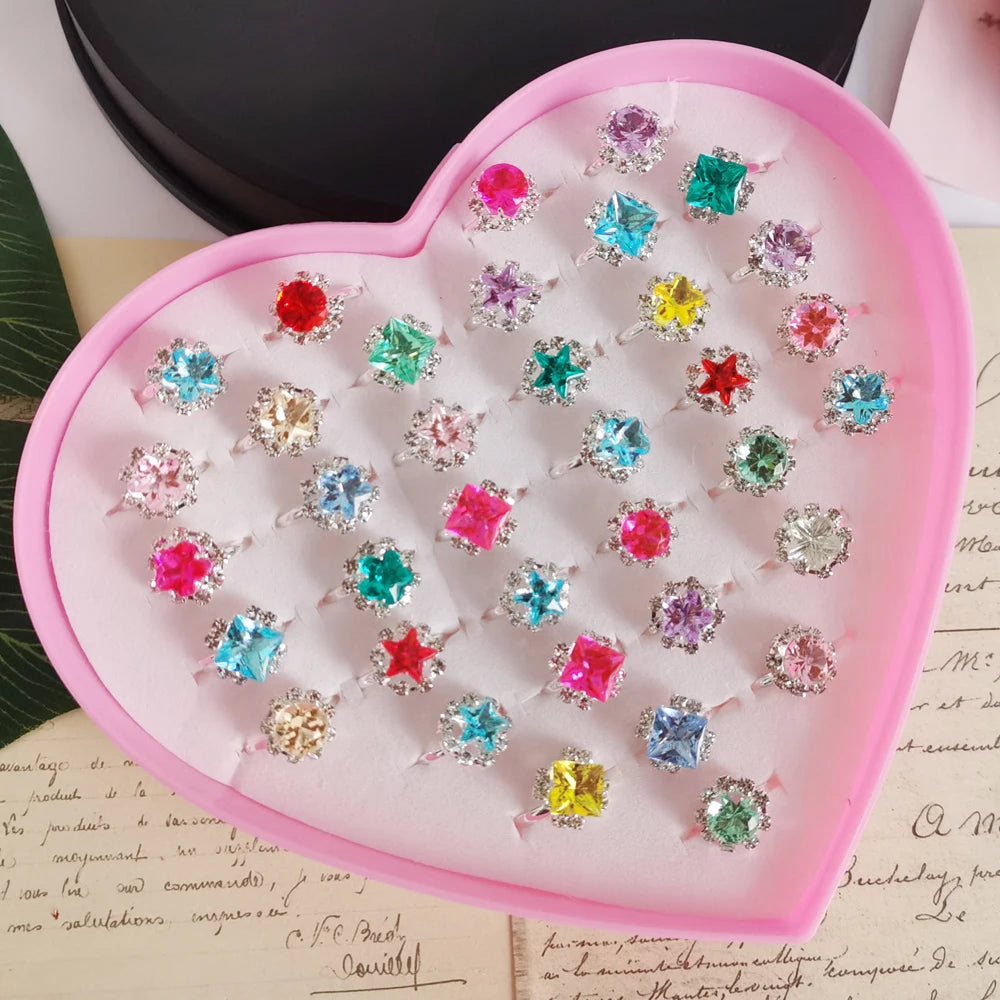 Adjustable Kids Crystal Rings