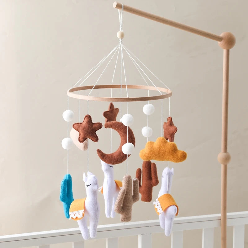 Wooden Crib Baby Bed Bell Rattle