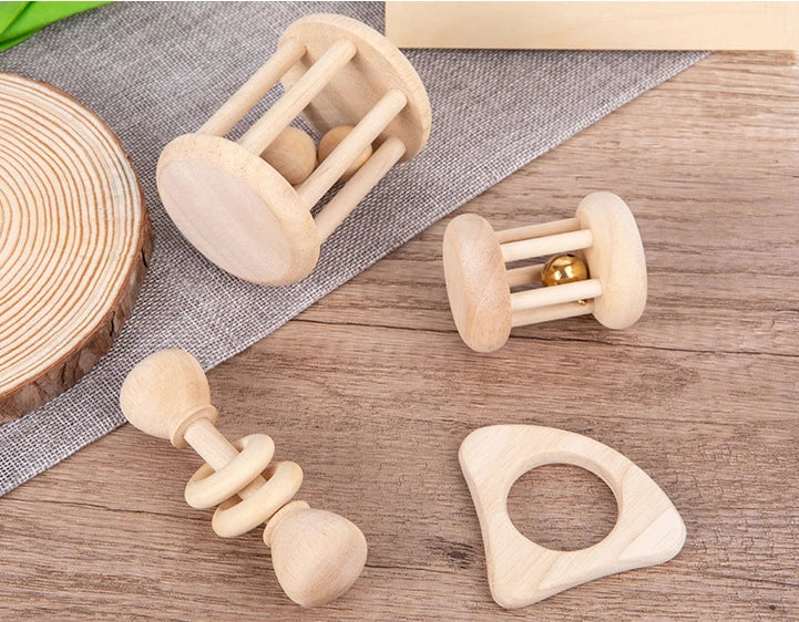 Wooden Baby Rattle Toy Montessori