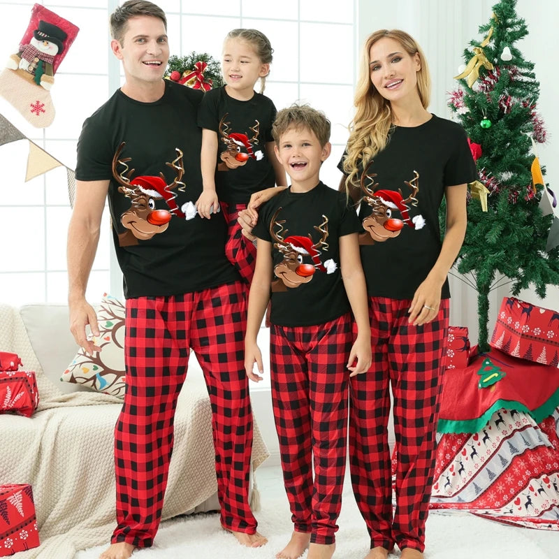 Santa Tree Cartoon Print Pajamas