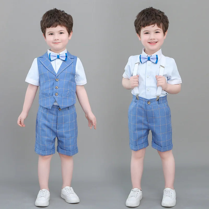 Boys Summer Dress Vest Suit Set