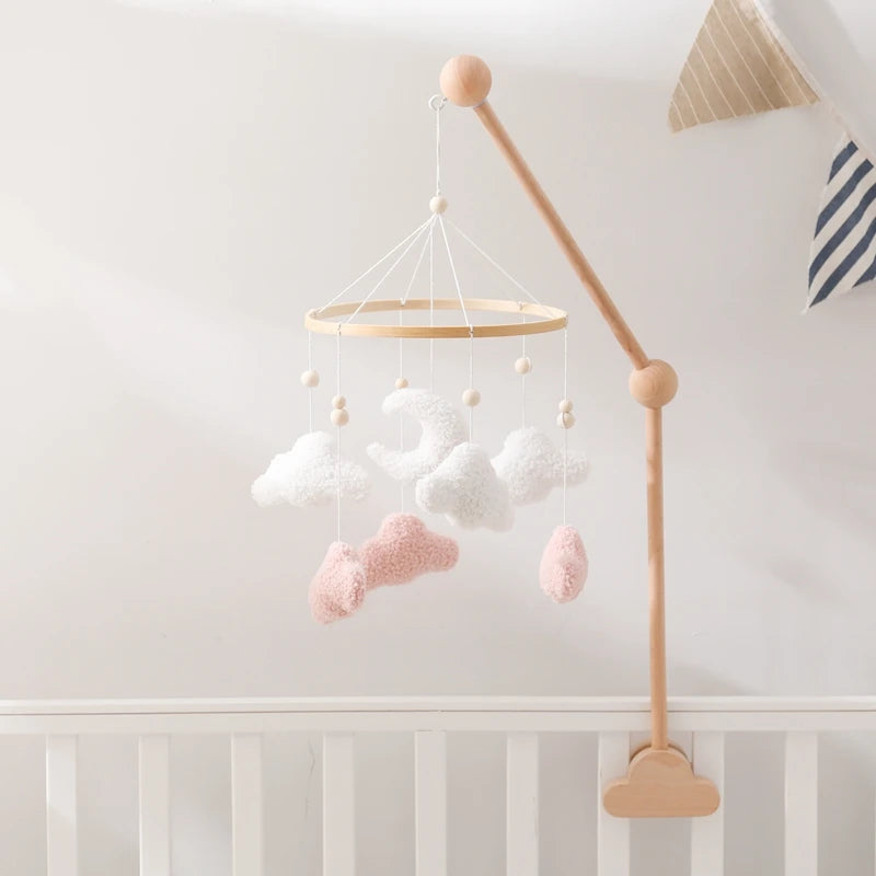 Wooden Crib Baby Bed Bell Rattle