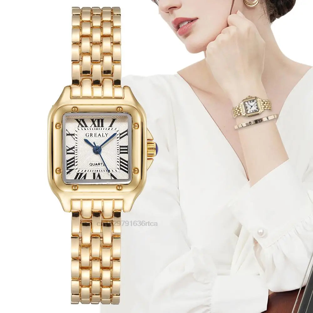 Gold Alloy Strap Luxury Watches