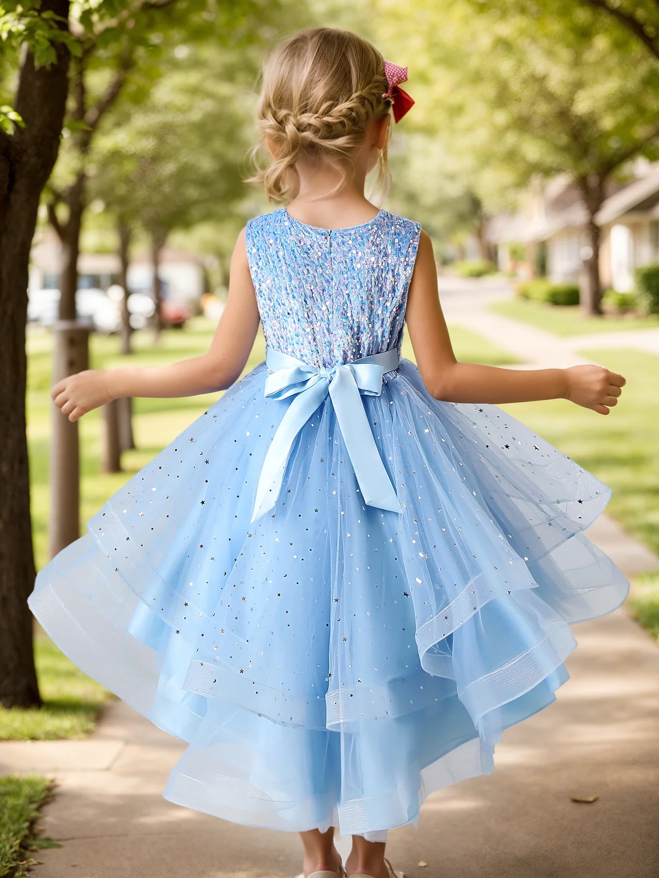 Girls Princess Sequins Teenager Dress