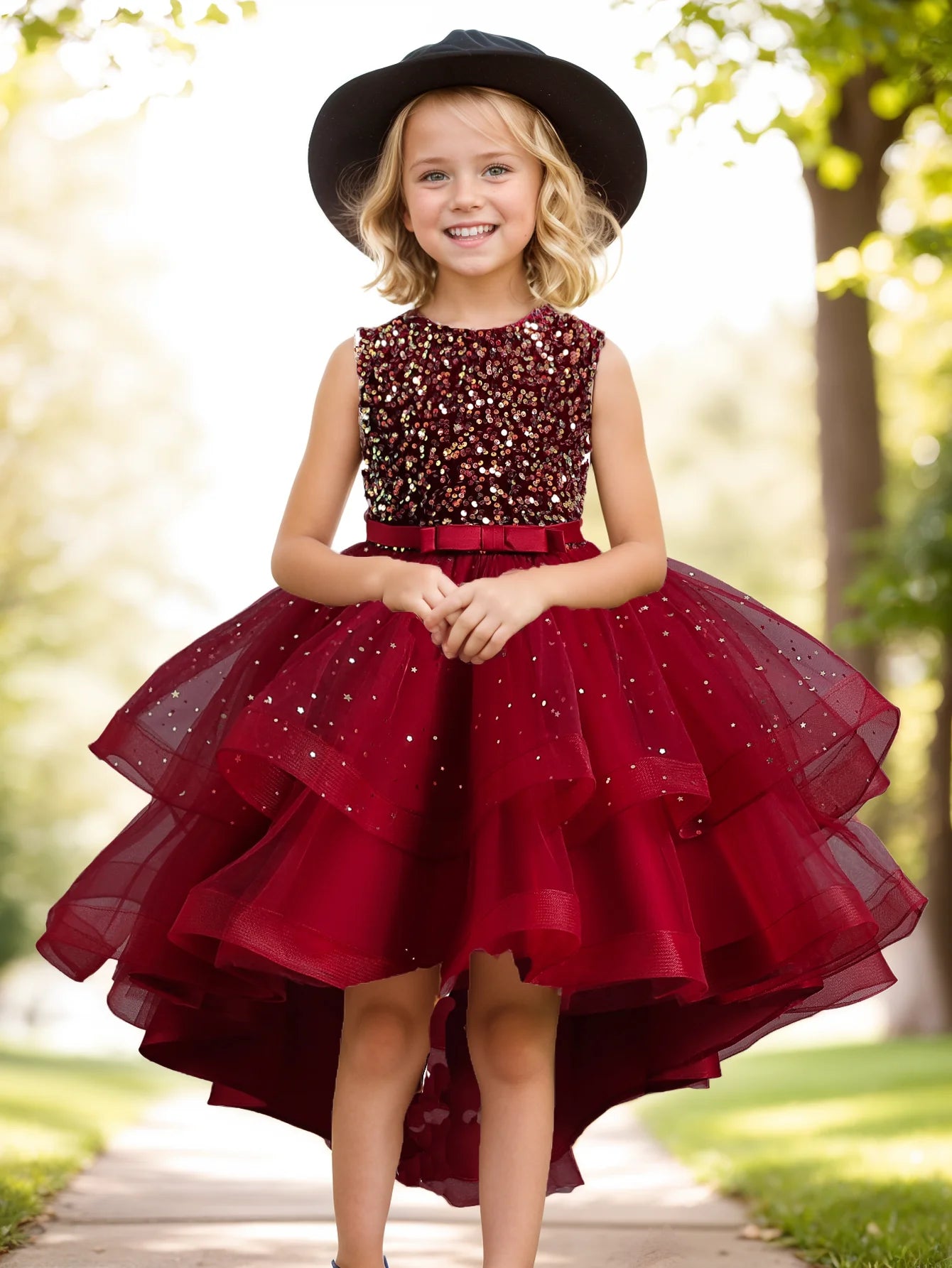 Girls Princess Sequins Teenager Dress