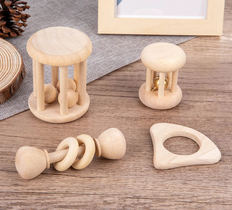 Wooden Baby Rattle Toy Montessori