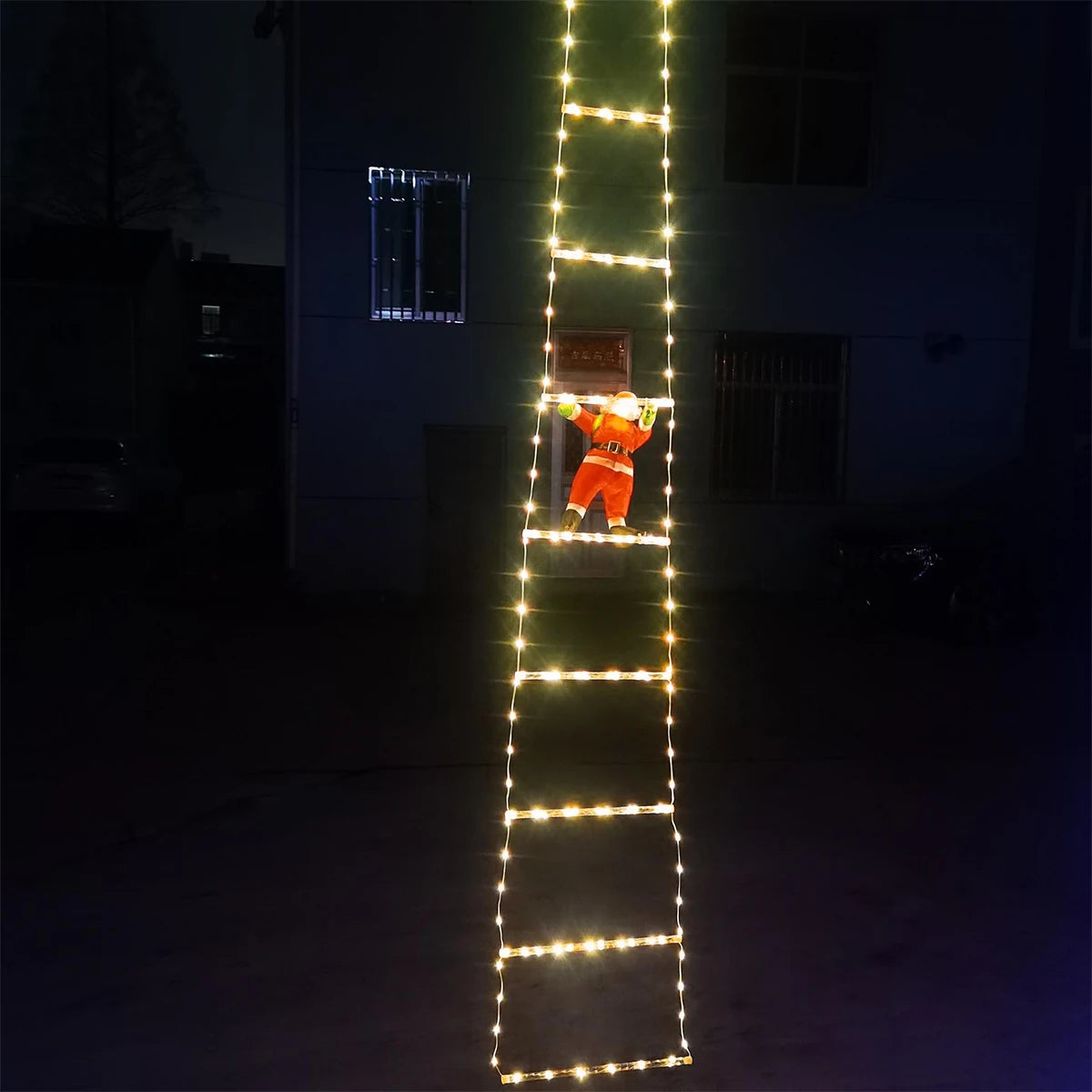 Santa Claus Climbing Ladder