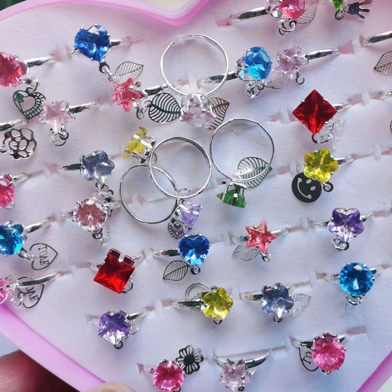 Adjustable Kids Crystal Rings