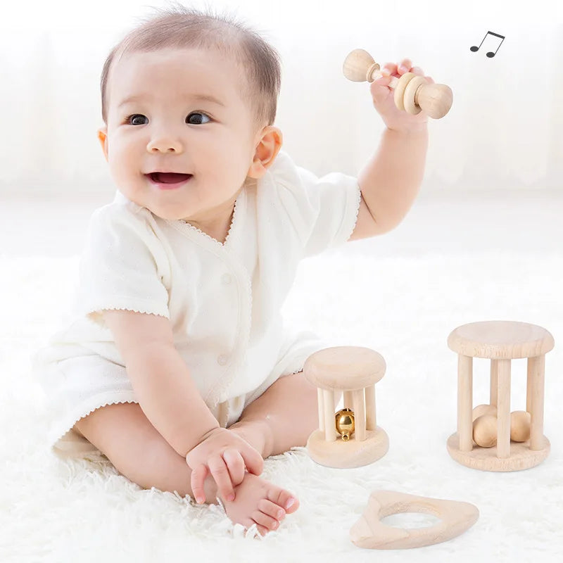 Wooden Baby Rattle Toy Montessori