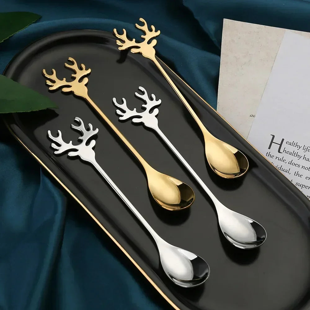 Elk Head Shape Stainless Coffee Spoon