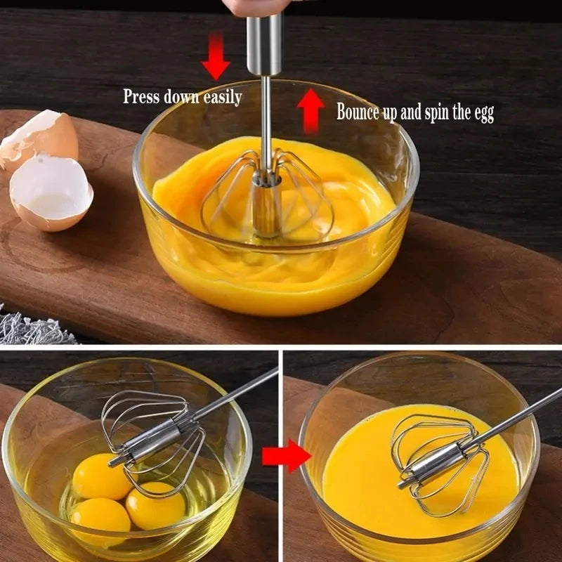 Large Stainless Steel Semi-Automatic Egg Beater