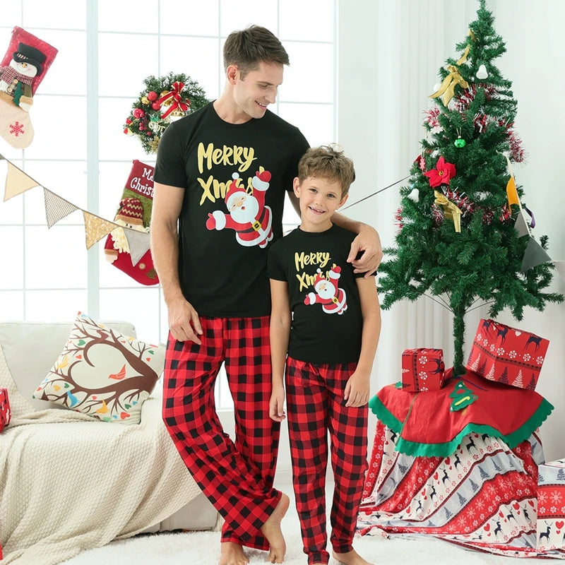 Santa Tree Cartoon Print Pajamas