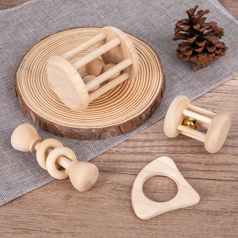 Wooden Baby Rattle Toy Montessori