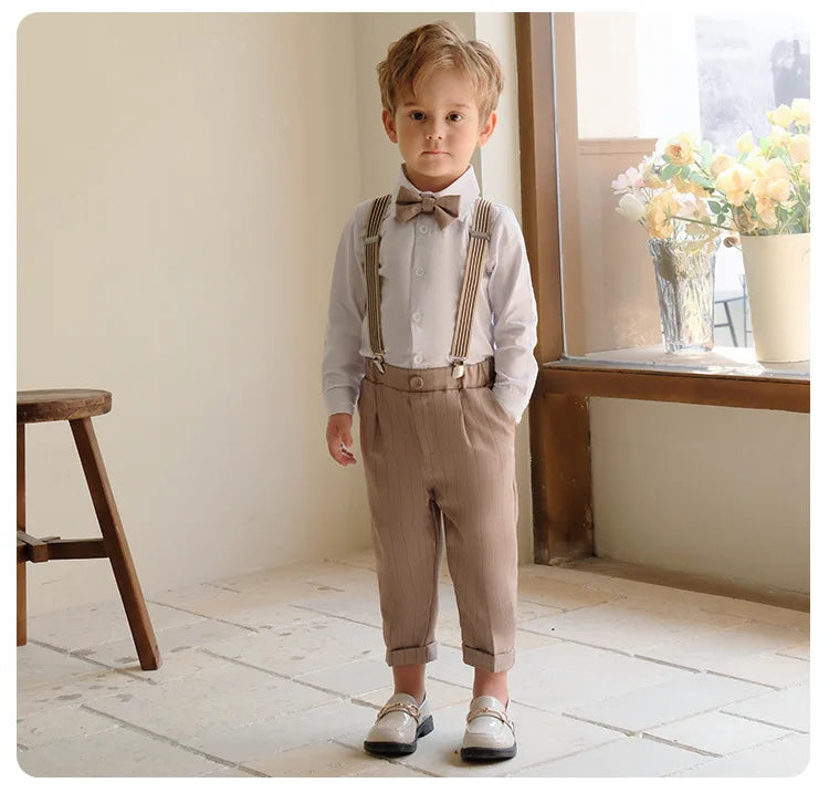 Children's Khaki Striped Suit Set