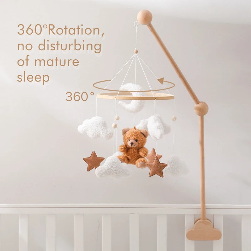 Wooden Crib Baby Bed Bell Rattle