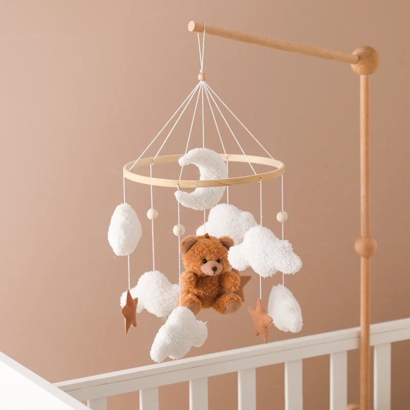 Wooden Crib Baby Bed Bell Rattle