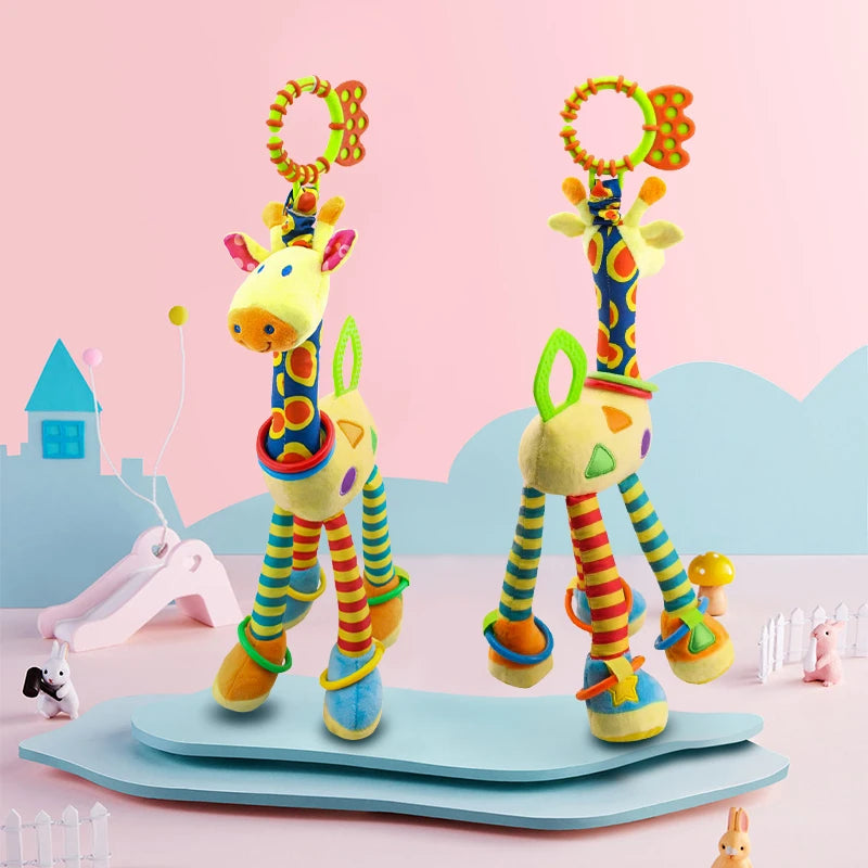 Animal Handbell Rattle Plush Giraffe Toys