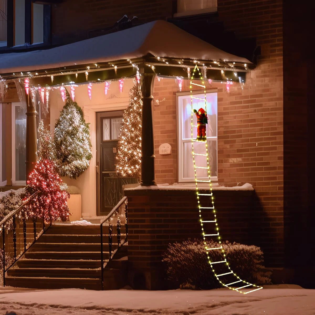 Santa Claus Climbing Ladder