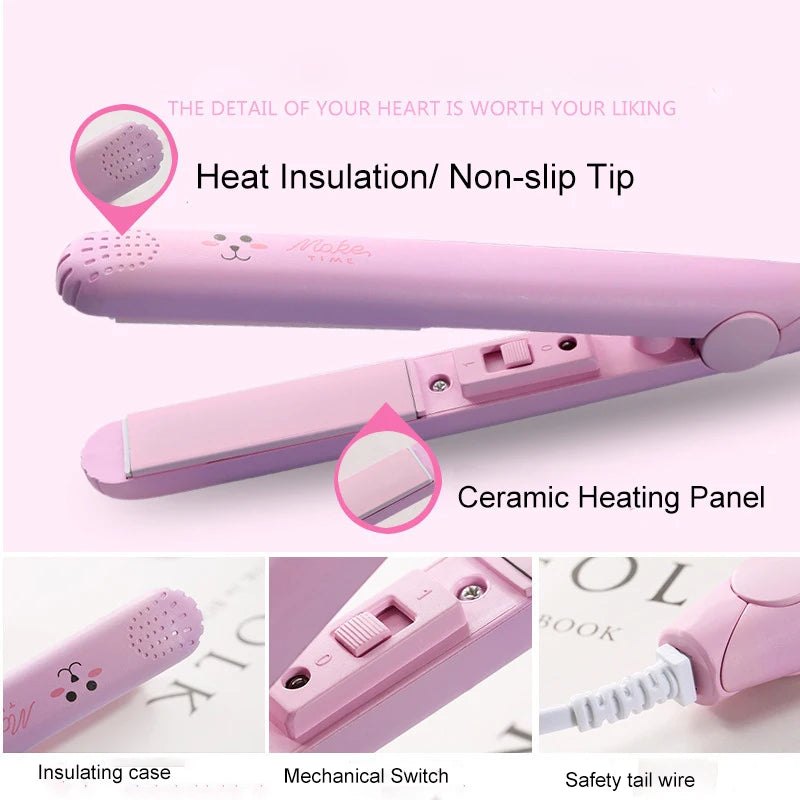 Mini Hair Straightener Curling Flat Iron