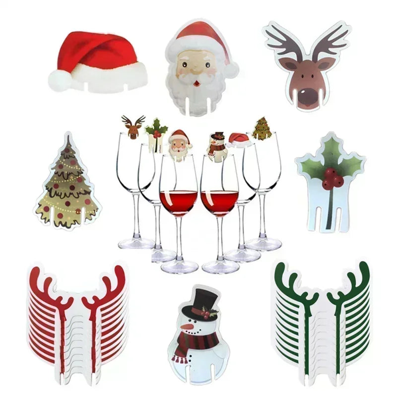 Santa Hat Card Wine Glass